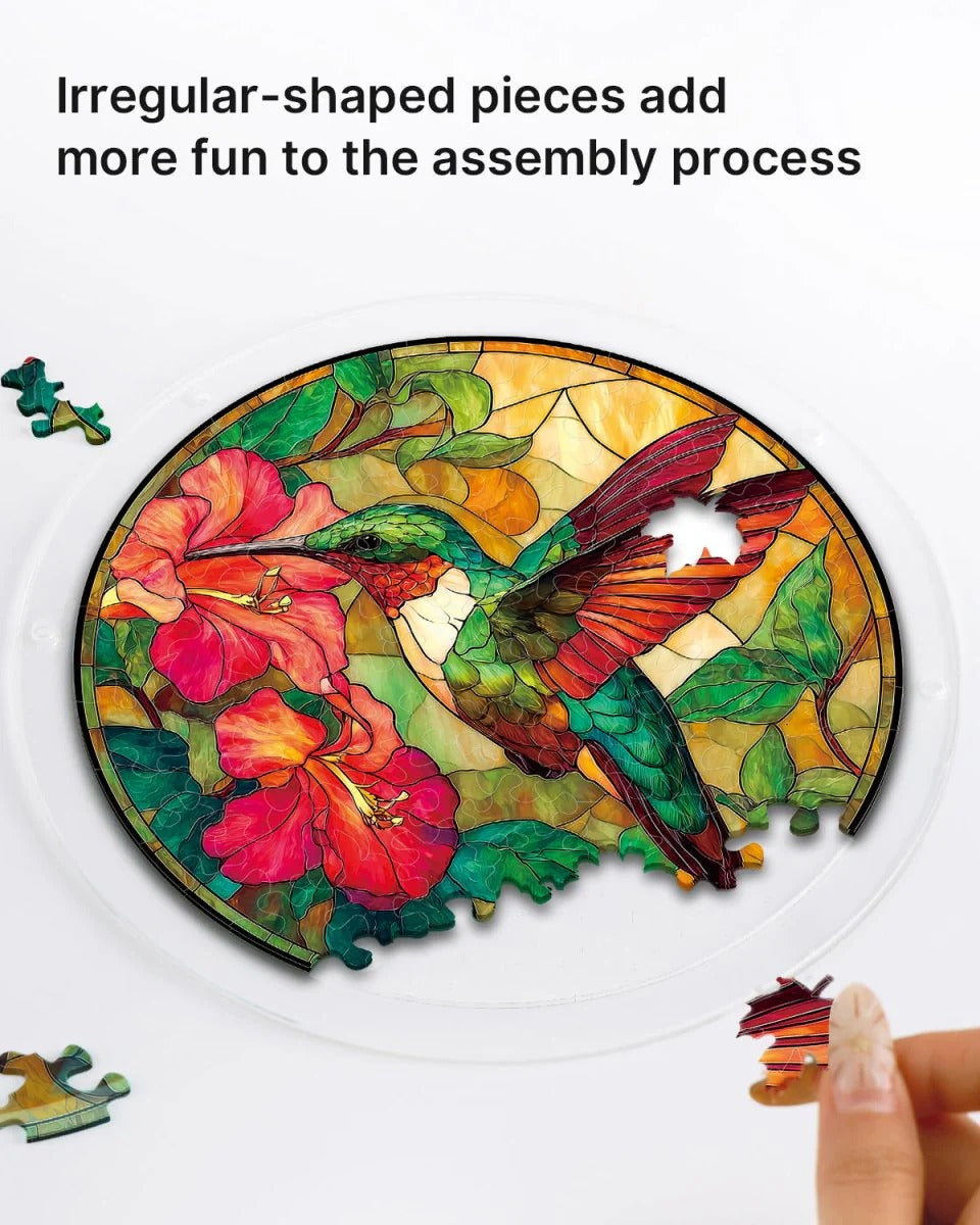 Acrylic Jigsaw Puzzle Suncatcher - Emerald Flame Hummingbird